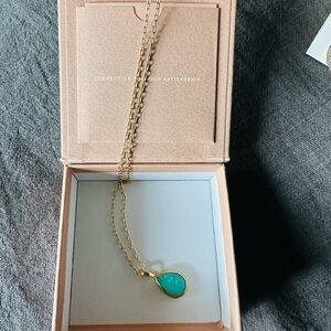 Anna Beck Delicate Gold Chain Turquoise Drop Necklace - 15–17 inches adj